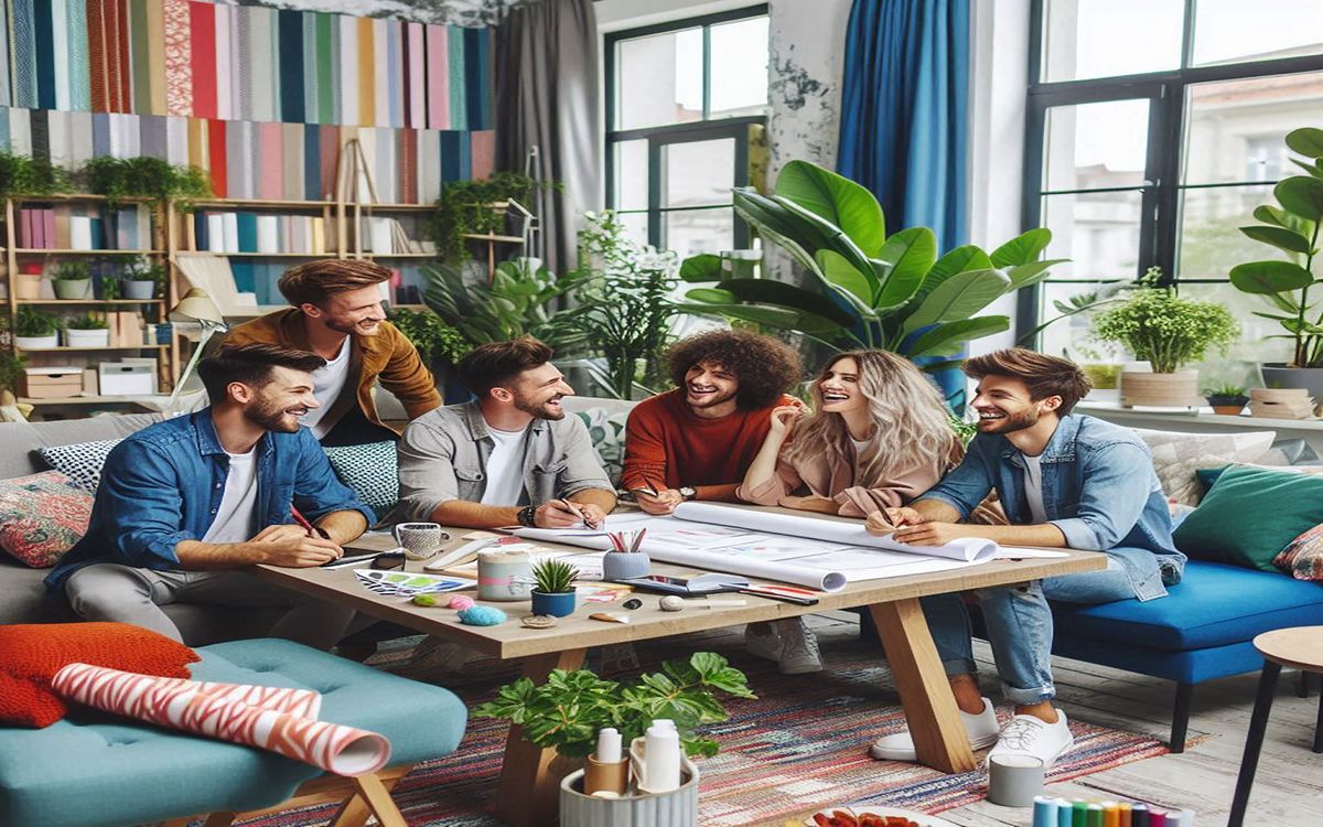 Students collaborating on a computer science project at a shared desk
